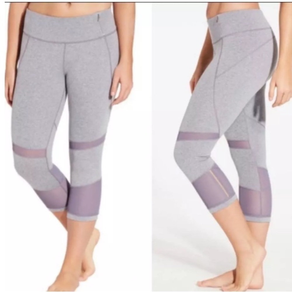 Calia by Carrie Underwood Purple Filament Mesh Panel Cropped Leggings Size Small